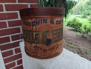 VINTAGE BENT WOOD FIRKIN PANTRY BOX CHEWING TOBACCO GOODWIN CO BELLE NY NEW YORK - Picture 1 of 17