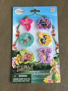 Tinker Bell 6 Erasers, Disney Fairies 2008 Peachtree Playthings, Tinkerbell New - Picture 1 of 6