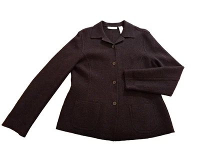 Valerie Stevens Sz. 6 Black Wool Rayon blend Jacket boiled wool feel - Image 1 of 4