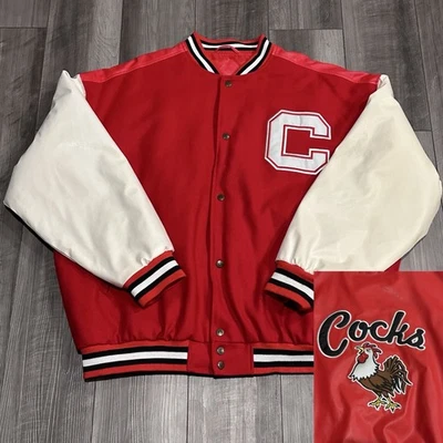 Chaqueta Universitaria De Colección South Carolina Gamecocks Cuero Bombardero a Presión Para Hombres 3XL 90s Foto 1 de 4