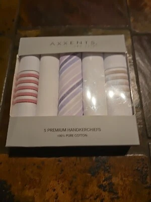 Axxents New York 5 Premium Handkerchiefs. 100% Pure Cotton - Image 1 of 2