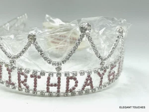 Quinceanera 15 Fifteen Tiara Birthday Rhinestone Crystal Silver Jeweled Crown - Picture 1 of 6