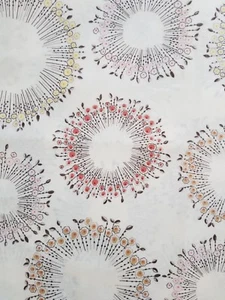 JoAnn Tracy Porter Flower Circles 1 yard- Cotton fabric pink brown grey yellow - Picture 1 of 4