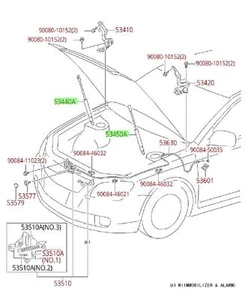 Toyota Avalon 2005 - 2012 juego de soportes elevador de capucha original fabricante de equipos originales - Imagen 1 de 1