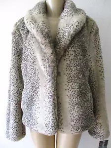 MOSSIMO GREY MULTI-COLOR ANIMAL PRINT FAUX FUR COAT SIZE L - NWT - Picture 1 of 5