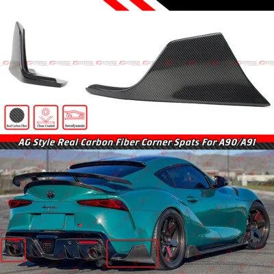 For 2020-24 Supra A90 AG Style Carbon Fiber Rear Bumper Side Corner Aprons Spats - Image 1 of 4