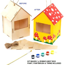 Robin Birdhouse Kit Make & Paint Full Size Wooden Box Kids Spring Garden Crafts