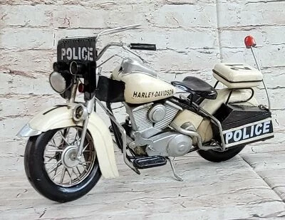 Moto Vintage 2004 Fait Main Electra Glide Police 1:10 Blanc - Photo 1/4