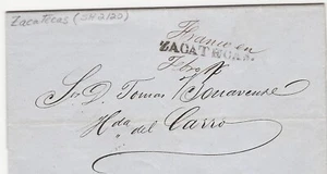 MEXICO  1862 ZACATECAS SN LETTER TO HDA. DEL CARRO SK1849C (H355) - Picture 1 of 1