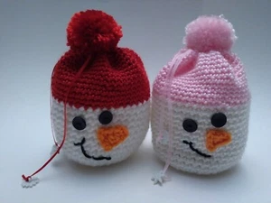 Crochet snowman gift or treat bags handmade - Picture 1 of 2