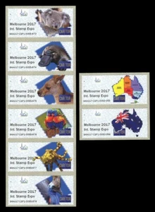 CARTOR 2017 Sample Labels MELBOURNE Int. Stamp Exhibition Animals, Map Australia - Picture 1 of 1