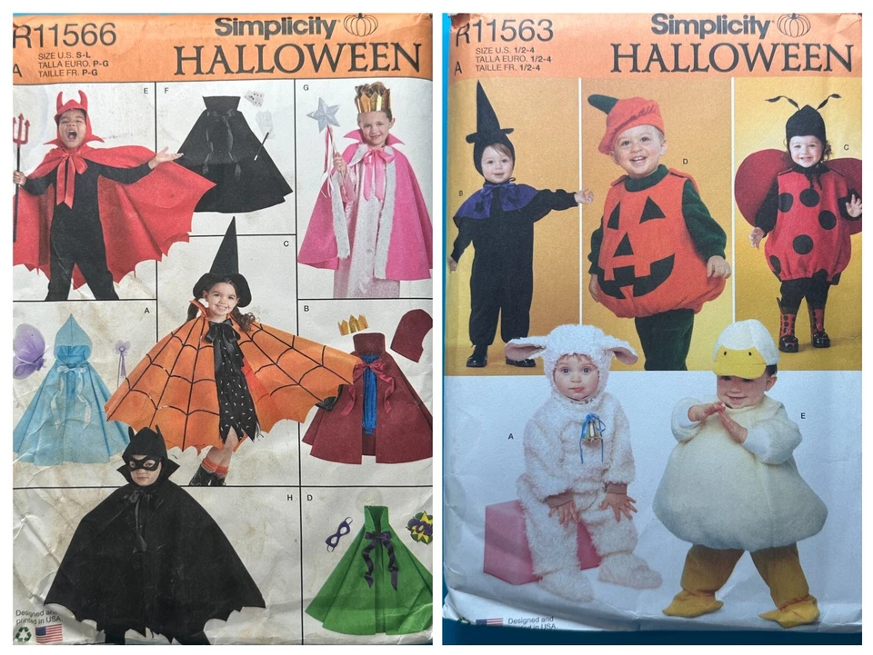 Halloween Costume Pattern Lot Kids Capes Lady Bug Duck Pumpkin Cute - Image 1 of 4