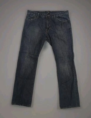 Jeans vintage Zoo York Y2K azul perna reta masculino tamanho 38x32 logotipo bolso traseiro - Imagem 1 de 4