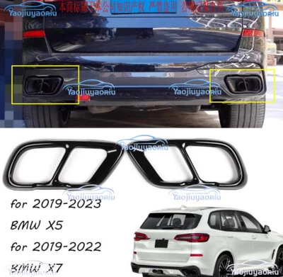 Black Stainless Rear Exhaust Muffler Tip End Pipe Outlet For 2019-2023 BMW X5 X7 - Image 1 of 4