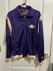 Vintage Starter NBA Los Angeles Lakers Long Sleeve Full Zip Sweater Sz Large - Picture 1 of 5