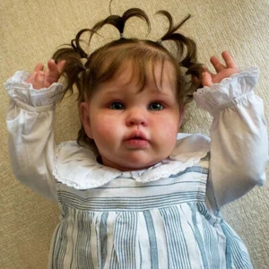 22" Finished Reborn Baby Doll Newborn Doll Girl with Rooted Hair Handmade Gift - Picture 1 of 6
