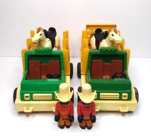 Vintage 1979 Fisher Price Husky Helper #330 Rodeo Rig Truck Horse Cowboy Lot (2) - Picture 1 of 12