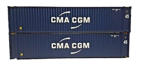 HO scale CMA CGM 45' CARGO CONTAINERS SET OF 2 ( HO-217 - Picture 1 of 7