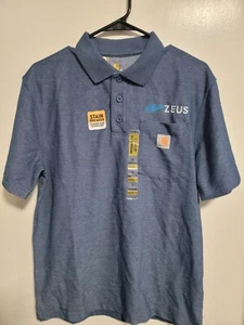 Polo Carhartt Para Hombre Pequeño Calce Original Azul Marino Bolsillo Manga Corta Bordado - Imagen 1 de 4