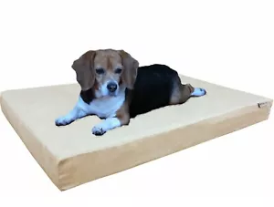 "Pequeña cama de gamuza caqui perro cama ortopédica impermeable espuma viscoelástica refrigeración 35x20x4" - Imagen 1 de 13