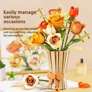 868PCS Rose Bouquet Bausteine Ewige Blume Vase Modell Ziegel Desktop Dekoration - Bild 1 von 12