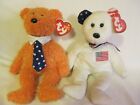 Retired Ty Beanie Baby "America" USA Red Cross + Pappa Beanie~Low Shipping