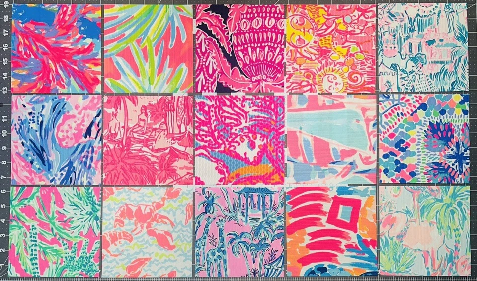 Juego de 10 cuadrados de tela Lilly P. 4x4 pulgadas Foto 1 de 4