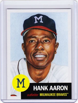 Henry Hammer'n Hank Aaron Milwuakee Braves 2018 Topps 1953 Living Set 46 Atlanta - Image 1 of 2