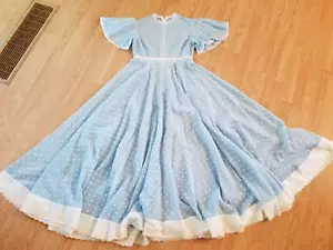 Vestido de día gingham flocado azul recreación de la Guerra Civil talla mediana - Imagen 1 de 8