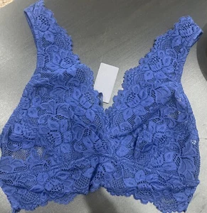 Figleaves Plunge Bralette/Millie Lace Soft Cup Unpadded In Navy Colour Small - Picture 1 of 3