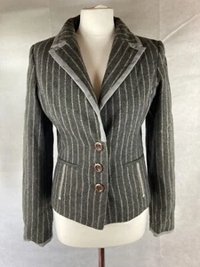 Womens/ladies Grey Stripped Blazer /jacket fitted Three Buttons Medium - Picture 1 of 9