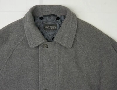 Jacques Heim Paris Wool Coat Mens Size XL UK 44 EU 54 Grey Vintage Car Overcoat - Image 1 of 4
