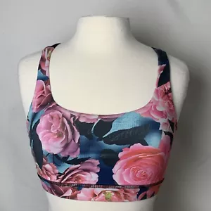 Lululemon Energy Bra Secret Garden SZ 6 Black Floral Strappy Athletic Sports Bra - Picture 1 of 6