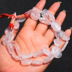 310 Cts Single Strand Rose Quartz Oval Shape Beads Jewelry Necklace SK 25 E493 - Picture 1 of 7