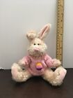 HugFun Bunny Rabbit in Pink Sweater Jointed Plush Toy Stuffed Animal 1999