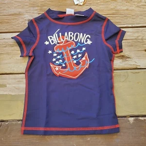 Billie Girls Billabong Size 5 UPF 50 Rash Guard Navy Anchor Top Shirt NWT - Picture 1 of 2