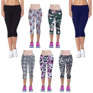 GRILS KIDS 3/4 PLAIN PRINTED LEGGINGS TROUSERS FULL STRETCH LEGGINGS 3-14 YEARS - Picture 1 of 20