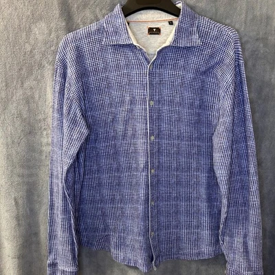 LEFT COAST TEE Mens XL Soft Blue Gingham Long Sleeve Button Up Casual Shirt - Image 1 of 4