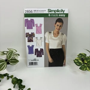 Top Sz 16-24 Pattern 2856 U-Neck Square Neck Sleeveless 3/4 Sleeve Uncut Vtg Y2K - Picture 1 of 2