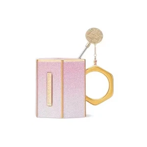 Taza de Navidad Starbucks 11 oz | Cerámica brillante oro rosa con juego de regalo Muddler - Imagen 1 de 7
