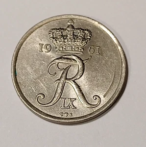 * Denmark * 25  öre  * 1961   *Copper-Nickel *  Cond.  1++ * - Picture 1 of 2