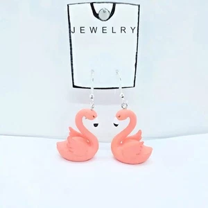 USA Verkäufer 3D rosa Flamingo Anhänger Ohrringe Schmuck Heilung bunt 1 Paar - Bild 1 von 12