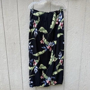 Tommy Bahama Women's Floral Maxi Skirt Black Hawaiian Tropical Long Wrap 10 - Picture 1 of 6