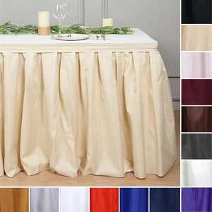 2 pcs 21 feet POLYESTER PLEATED TABLE SKIRTS Party Wedding Catering Decorations - Picture 1 of 17
