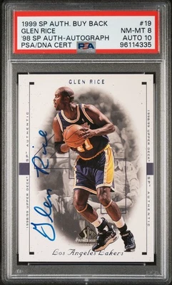 1999-00 SP Authentic Glen Rice 1998 Sp Auth #19 Buyback Auto PSA 8/10 Lakers - Image 1 of 2