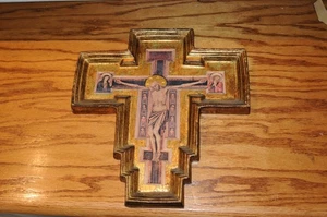 Vintage "Ikone" San Damiano 16" Kruzifix Romanik Rood Kreuz Kapelle bei Assisi - Bild 1 von 2