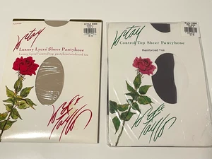 Vintage 80er Lord & Taylor Control Top transparente Strumpfhose Größe A 2 Paar grau & Muschel - Bild 1 von 5