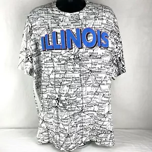 T-shirt vintage punto singolo stampa all over mappa Illinois taglia L - Foto 1 di 8