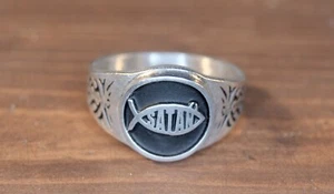 Anillo Satán Pez Ichthys - Anillo Darwin Anillo Gótico Oculto tallas 7 a 14 RM199 - Imagen 1 de 4