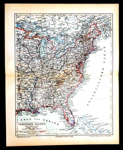 1909 Old MAP TOPOGRAFICA:STATI UNITI D'AMERICA, PARTE ORIENTALE..MEYERS.Aetna - Bild 1 von 1